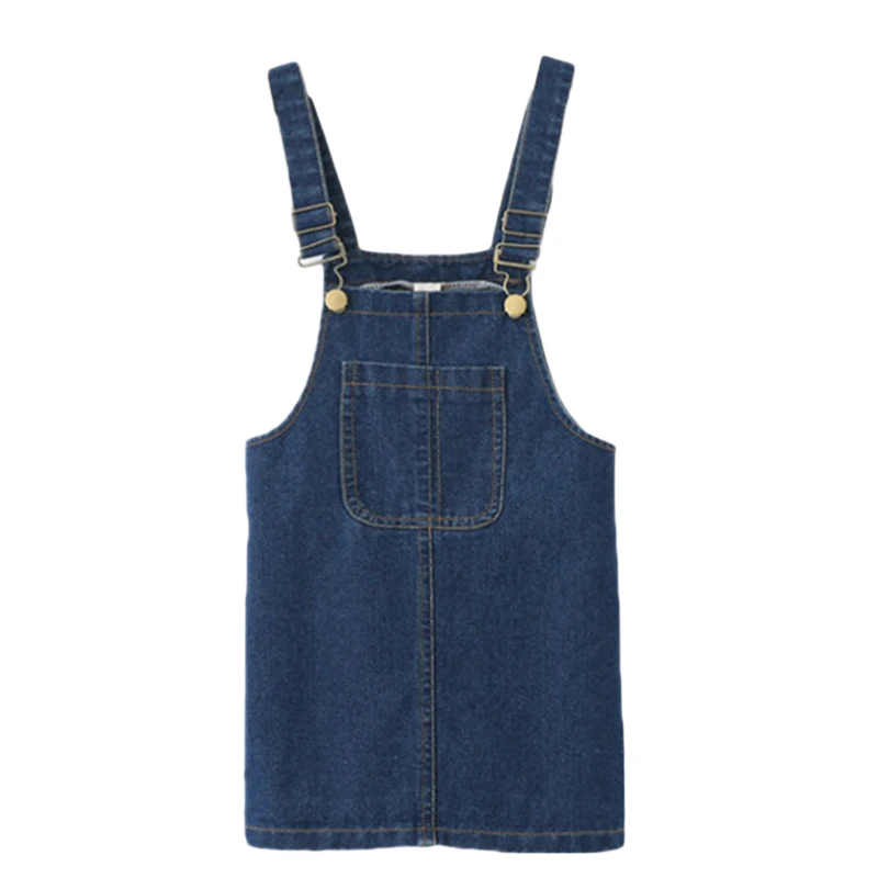 2020 New Girls\' Denim Strap Baby Dress Cotton Toddler Girls Spring Summer Autumn Sleeveless Pocket Front Short Dress 2-10Y