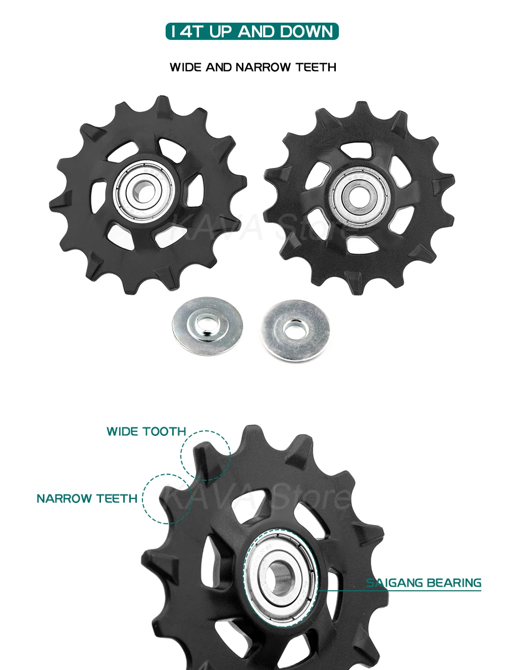 WUZEI Fahrrad Pulley 11T 12T 13T 14T 16T 17T Schaltwerk Pulley Rennrad jockey 7-12 Geschwindigkeit Guide Rad für Shimano SRAM – Detail 9