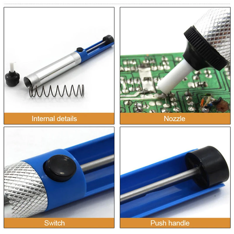 Blue/Gold Desoldering Pump Suction Tin Sucker Durable All-aluminum Tin Suction Device Manual Solder Pump Welding Hand Tools