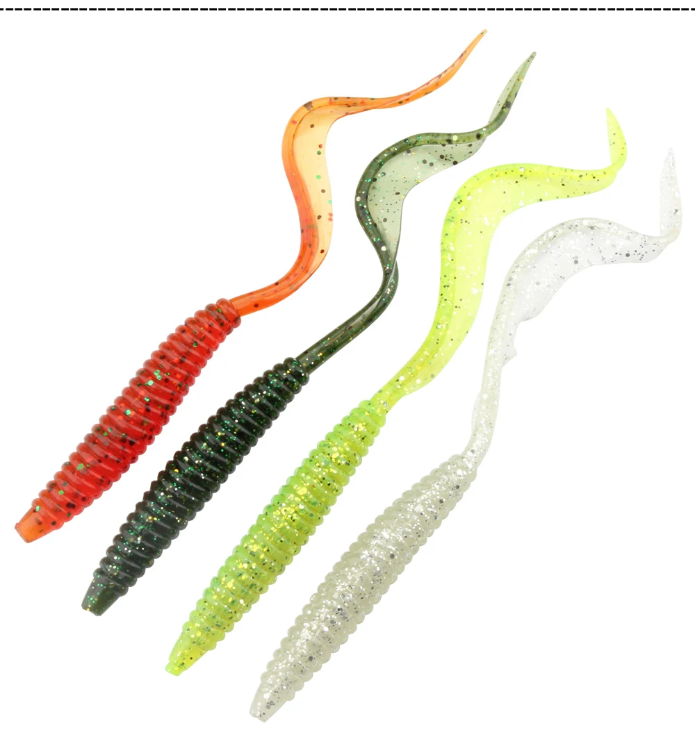 Spinpoler 18 cm 13 cm weicher Köder, Wurmköder, flexibel, langer Schwanz, 4 Farben, Silikon, Regenwurm, Würmer, lebensechter Angelköder, 5 Stück/Packung – Detail 14