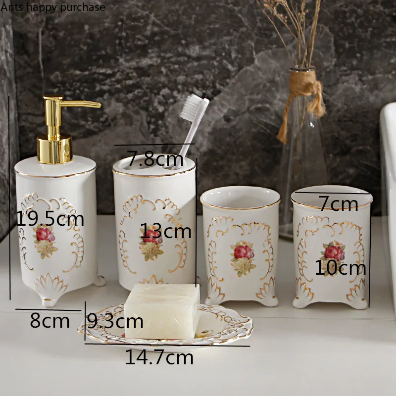 Bathroom Wash Set Bathroom 5-piece Set Home Decoration Accessories Wash Cup Mouth Cup Toothbrush Holder Lotion Bottle Soap Dish