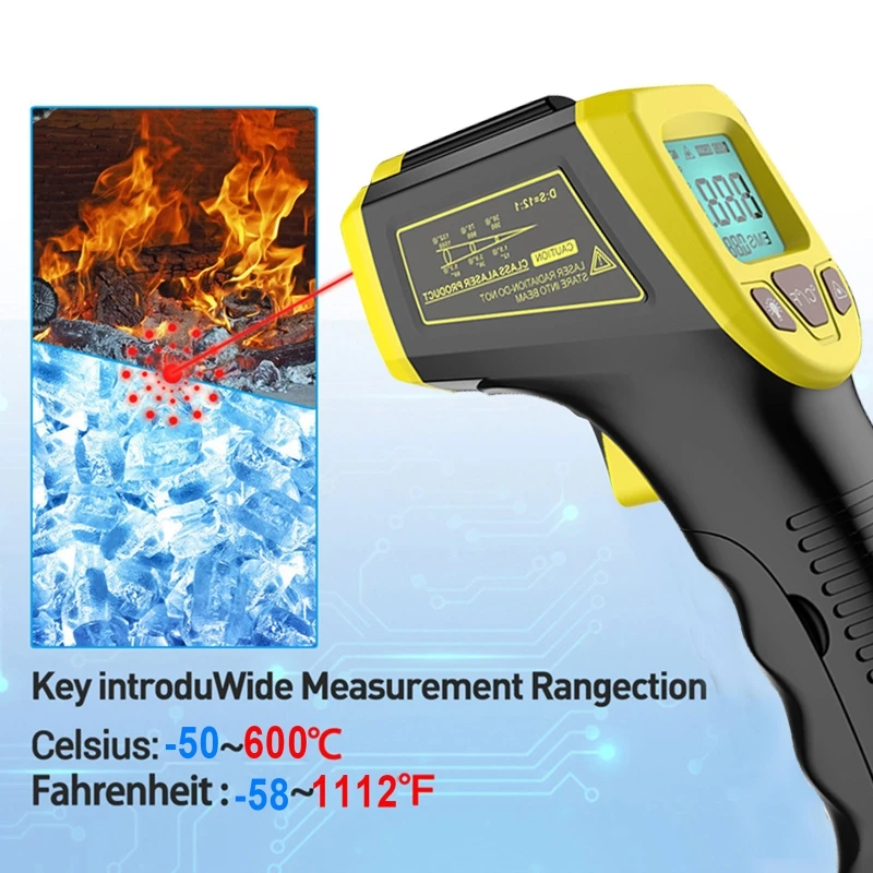 GM320S -50~600℃ / -58~1112℉ High Temperature Gun Non-Contacted LCD IR Infrared Thermometer