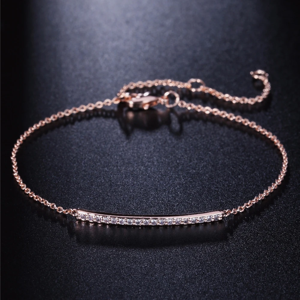 ZHOUYANG Top Quality ZYH126 Concise Crystal Rose Gold Color Bracelet Jewelry  Austrian Crystals