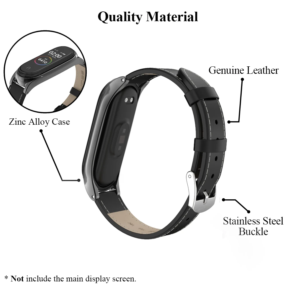 Браслет для Mi Band 6, 5, 4, 3, из натуральной кожи, металлический ремешок для Xiaomi Pulseira Opaska Miband 4, браслет NFC