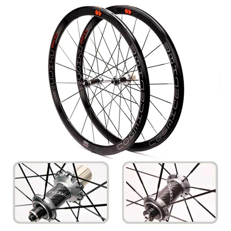 NEW 700C flat spokes 40mm ultra-light anti-cursor carbon fiber tube front two rear four Palin road wheel set