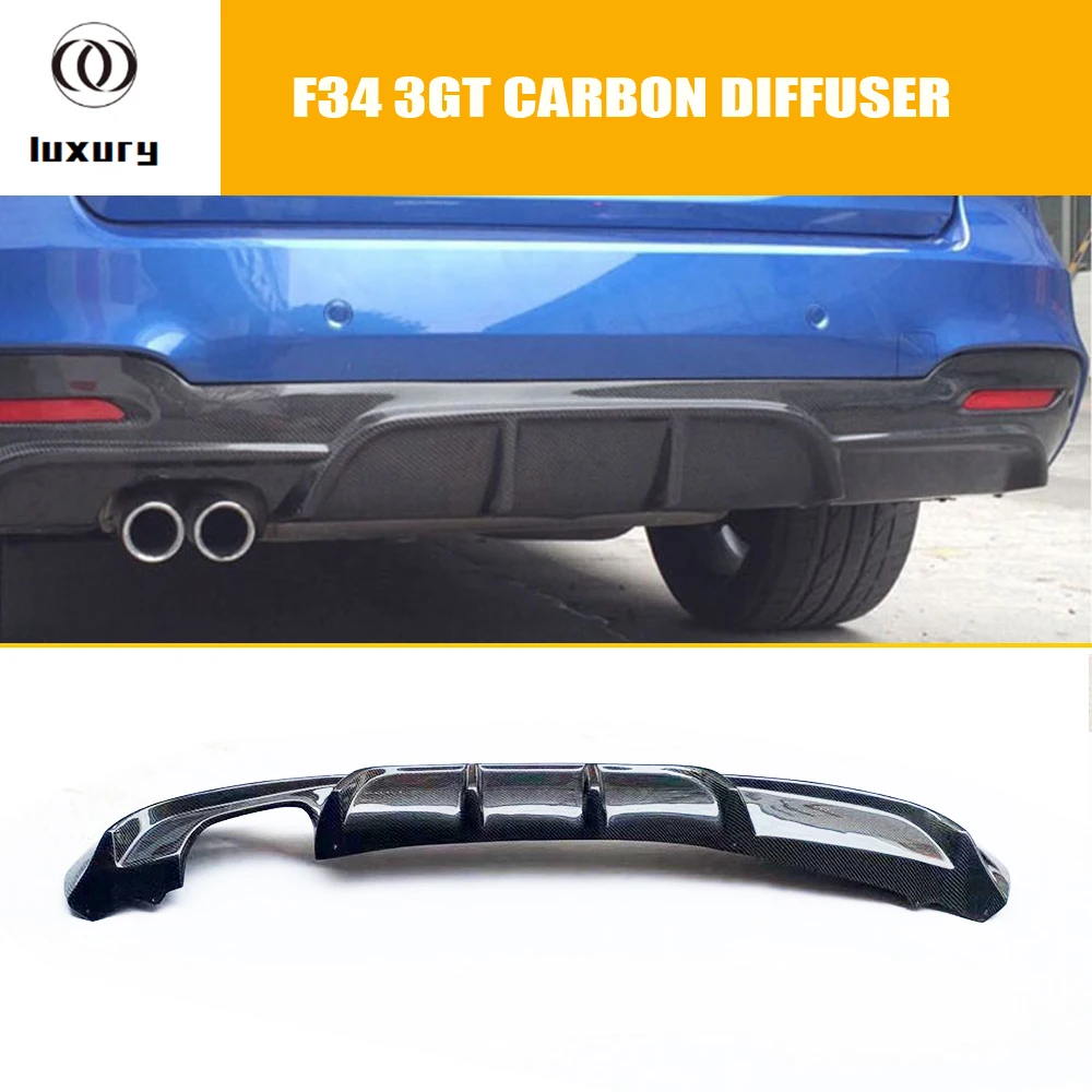 F34 Carbon Fiber Rear Bumper Lip Diffuser for BMW 3GT 320 328 335 340 GT with M Package 2014-2020