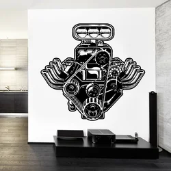 Car Motor Engine Wall Sticker Mechanic Auto Speed Cool Vinyl Self-adhesive Wall Decal Home Decoration Garage Man Cave Z072
