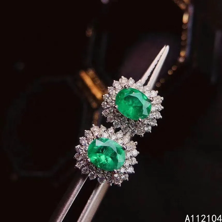 

KJJEAXCMY fine jewelry 925 sterling silver inlaid natural emerald women vintage fashion OL style ear studs earrings support dete