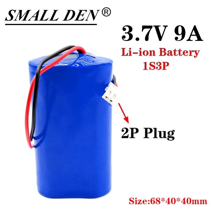 3.7V 9A 18650 lithium battery pack 1S3P 9000mAh built-in BMS, bluetooth speaker, flashlight, GPS, toy, rechargeable battery