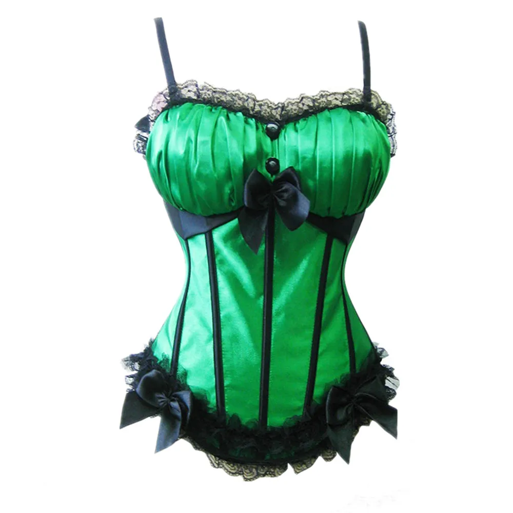 Women 6 Color Satin Lace Sling Sexy Overbust Corset Body Sculpting Tops S-6XL