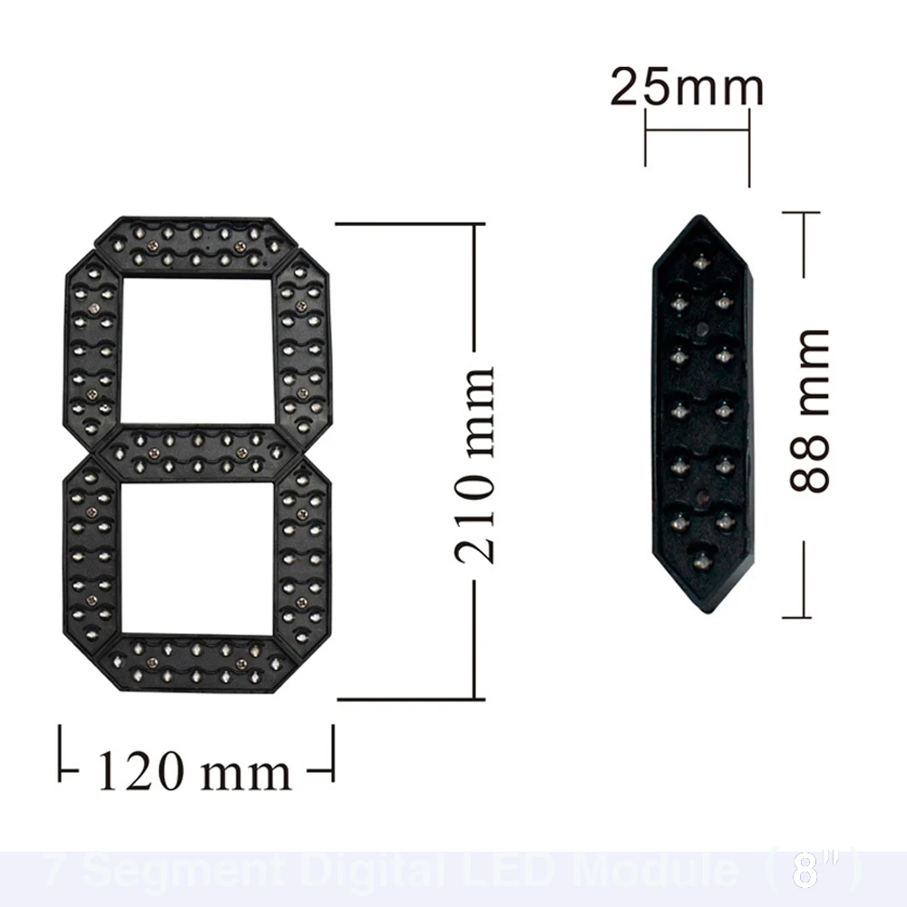 Modul LED Angka Digital 4 Buah/Lot 8 "Inci 7 Inci Tampilan Segmen Merah/Kuning/Hijau/Putih/Warna untuk Papan Harga Minyak