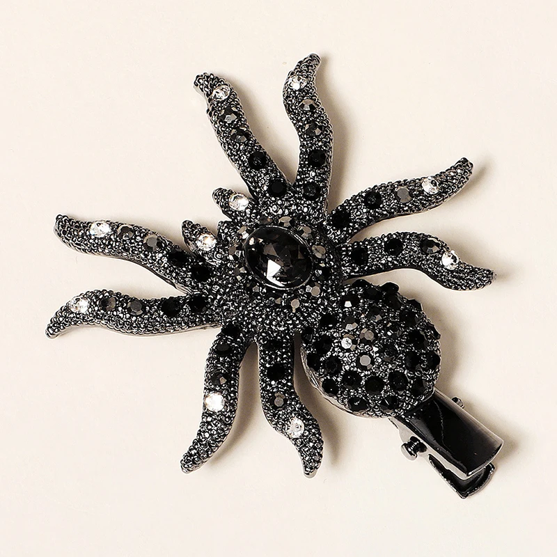 Halloween Spider Hair Clips for Women Girls Bangs Hair Pins Rhinestone Barrettes Halloween Fashion Girls Hair Accessories ML