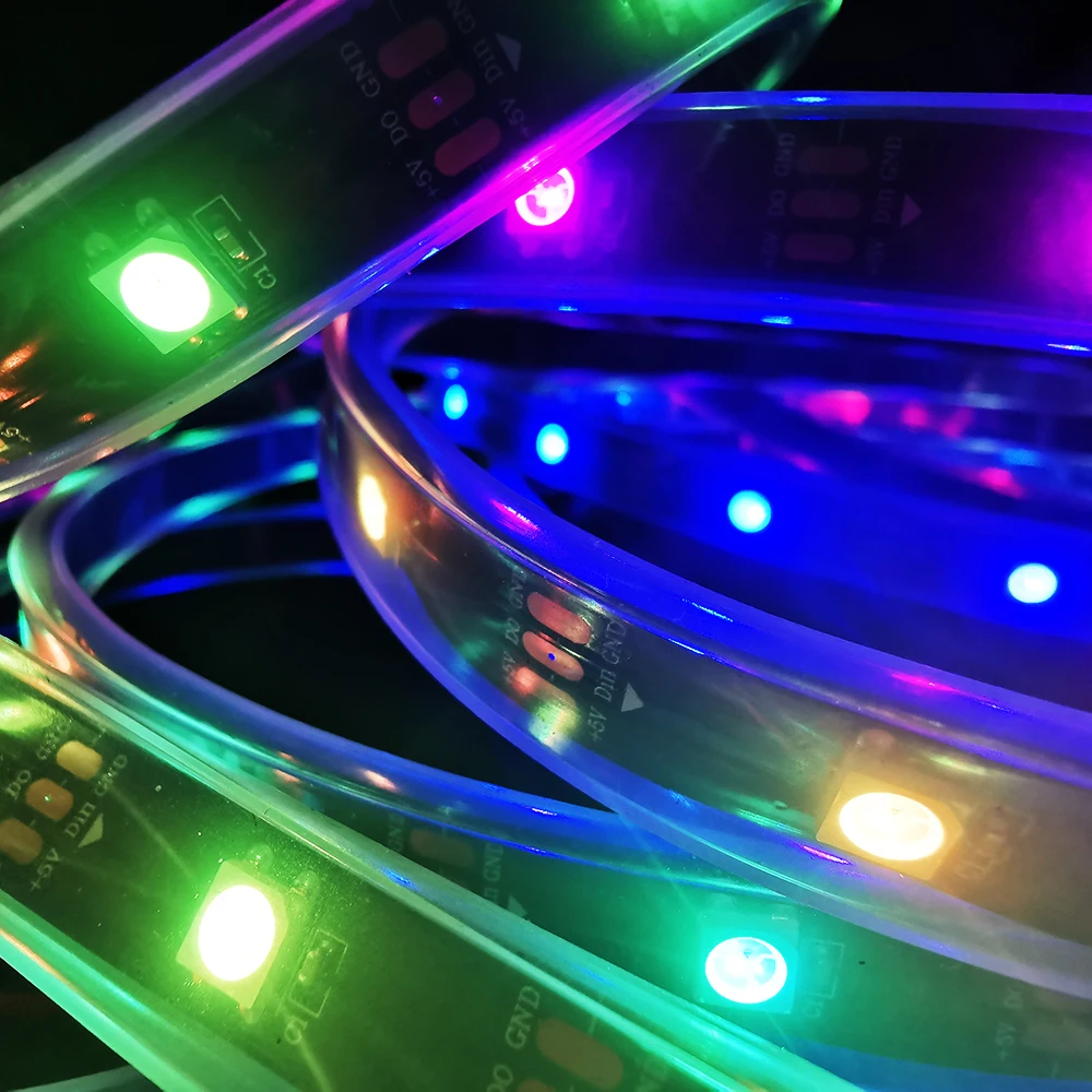 DC5V WS2812B Riêng Địa Chỉ Thông Minh 5050 RGB Led Strip Ánh Sáng 3Pin Đen Trắng 10MM Rộng PCB 30/60/144 Pixel/mét IP30/65/67