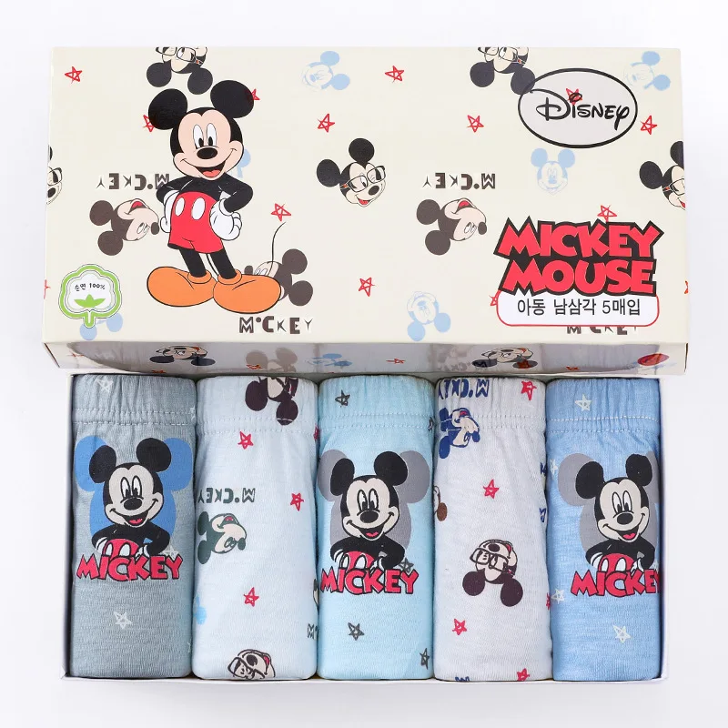 5Pcs Disney Children Briefs Baby Girl Cartoon Underwear Mickey Mouse Frozen Cotton Boy Short Panties Kids Soft Boys Short Briefs