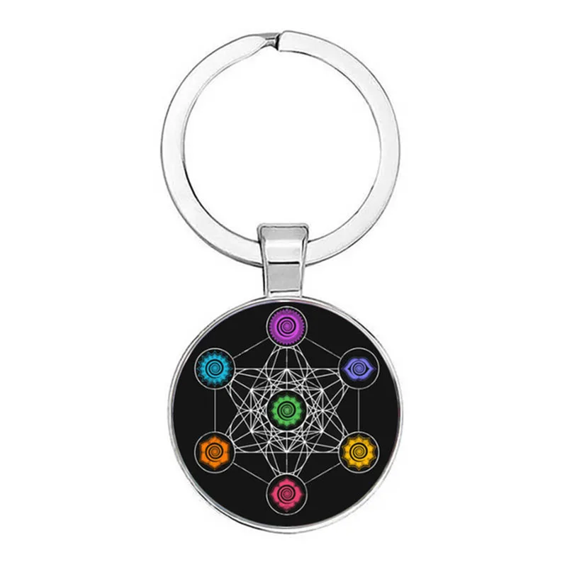 Mysterious Metatron Cubic Key Chain, Sacred Geometric Shape, Flower Of Life, Glass Pendant, Magic Six Hexagrams, Key Chain, Unis