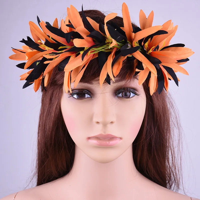 Free Shipping HL0004B-2 25 Pcs/lot 5 Color 50Cm Artificial Velvet Spider Lily Headband Tropical Hawaii Floral Headwear Wholesale