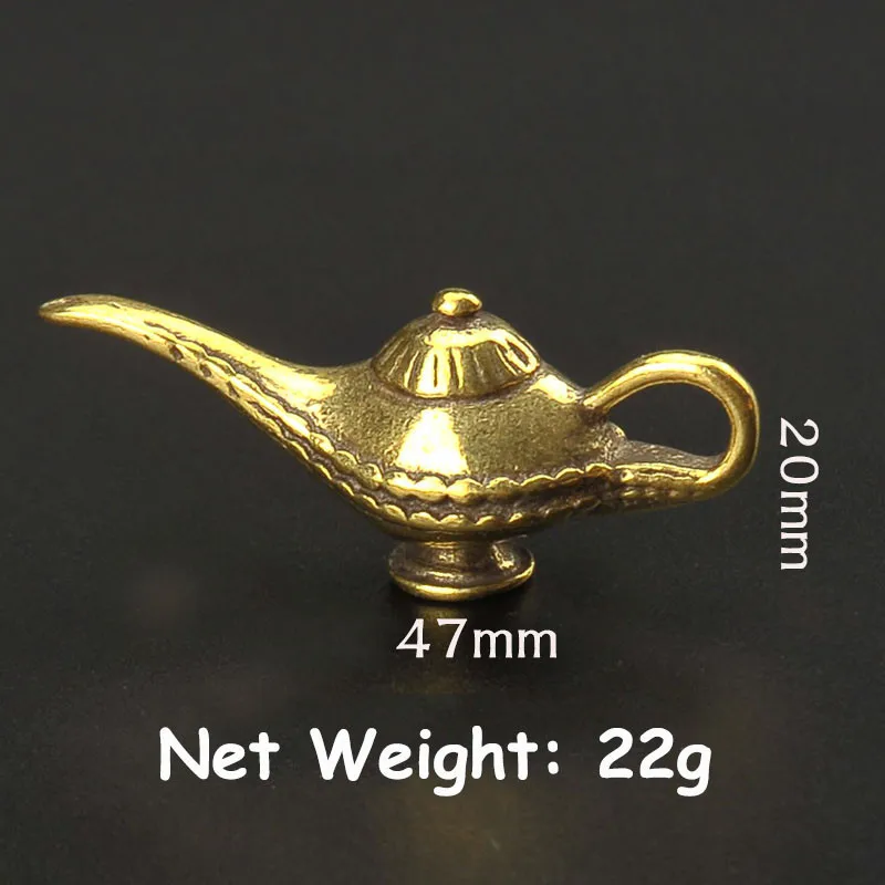 Retro Brass Aladdin Magic Lamp Men Car Keychain Pendant Decoration Trinket Metal Copper Oil Lamp Keyring Hanging Fashion Jewelry