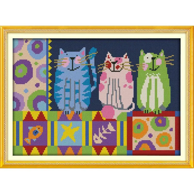 Joy Sunday Cat in the Sun Chinese Cross Stitch 14ct 11ct Cross Stitch Kit DIY Needlework DMC Cross Stitch Kit Embroidery Crafts
