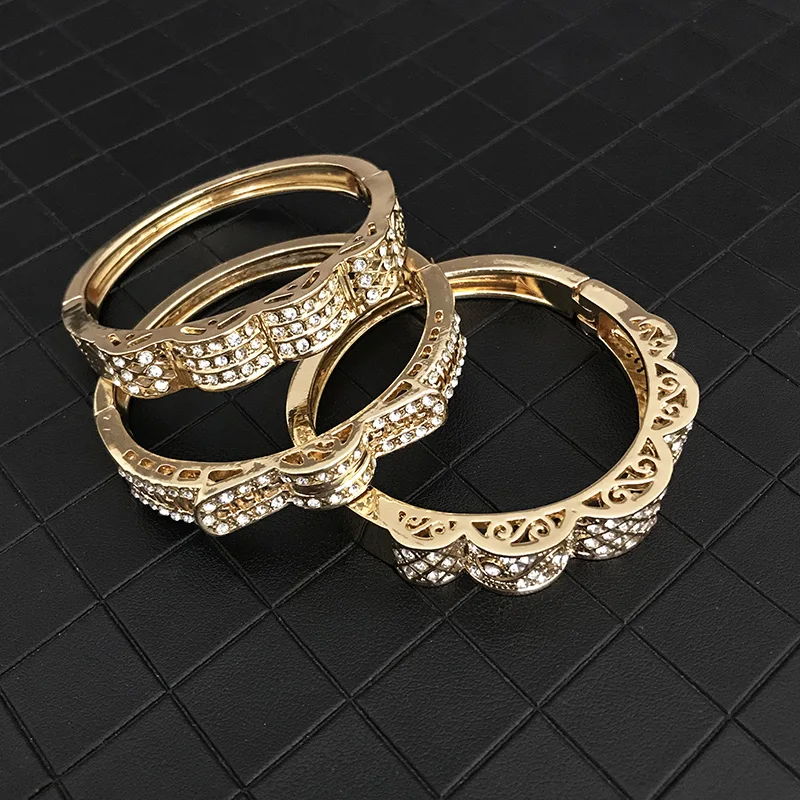 Simple zinc alloy fine dengraved crystal bracelet brand design style women rhinestone bracelet jewelry