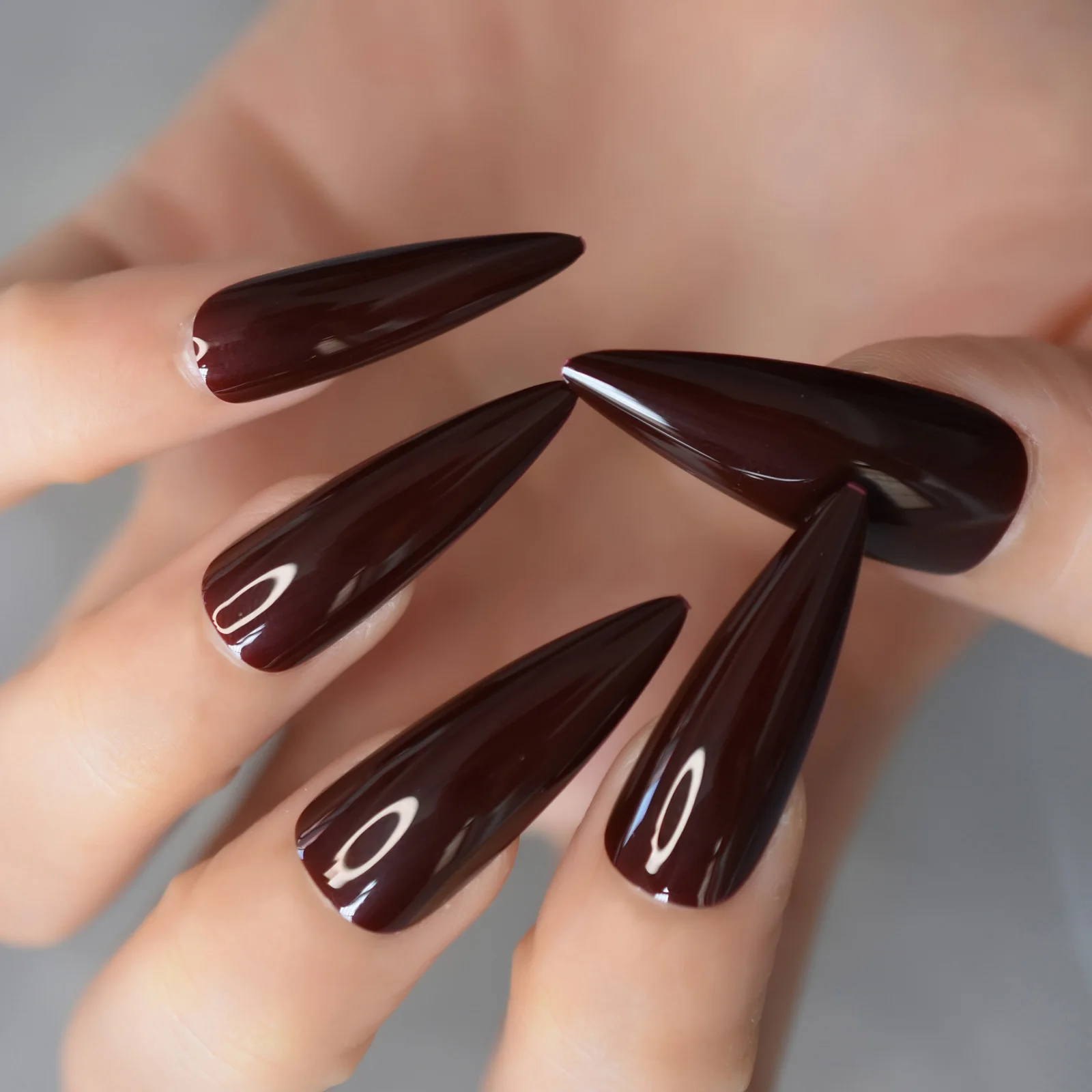 Super Long Stiletto Nails Gel Glossy Full Cover Extremly Sharp Press On False Nail Wearable Fake Nail Patch for Women and Girls