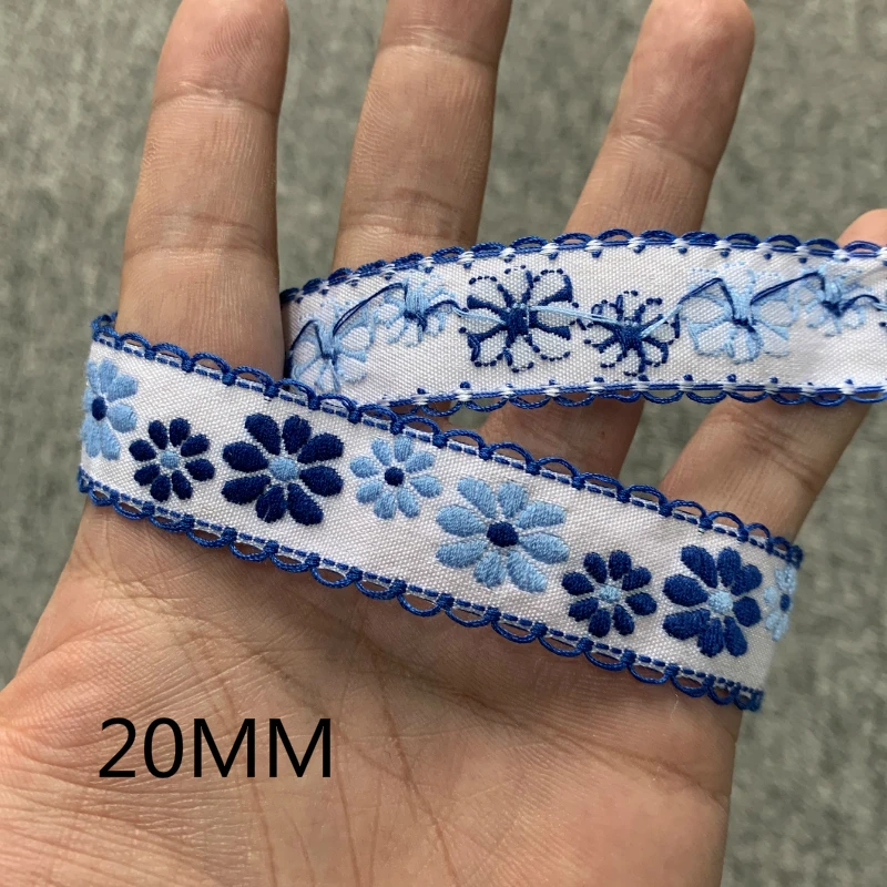 3YARD 18-30MM Red Checked Blue Peach Heart Black Embroidered Colored Flower Ribbon Lace