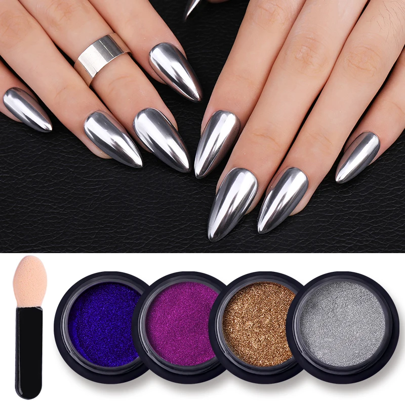 Colorful Nail Mirror Glitter Powder Metallic Color Nail Art Gel Polish Chrome Flakes Pigment Dust Decorations Manicuring