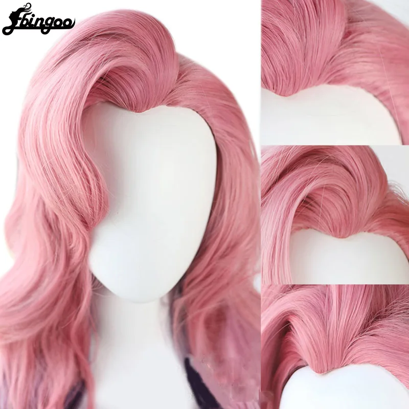 Ebingoo LoL Seraphine Cosplay Wig KDA Cosplay Loose Wave Straight Pink Mixed Purple Wigs Heat Resistant Synthetic Hair Game Wig