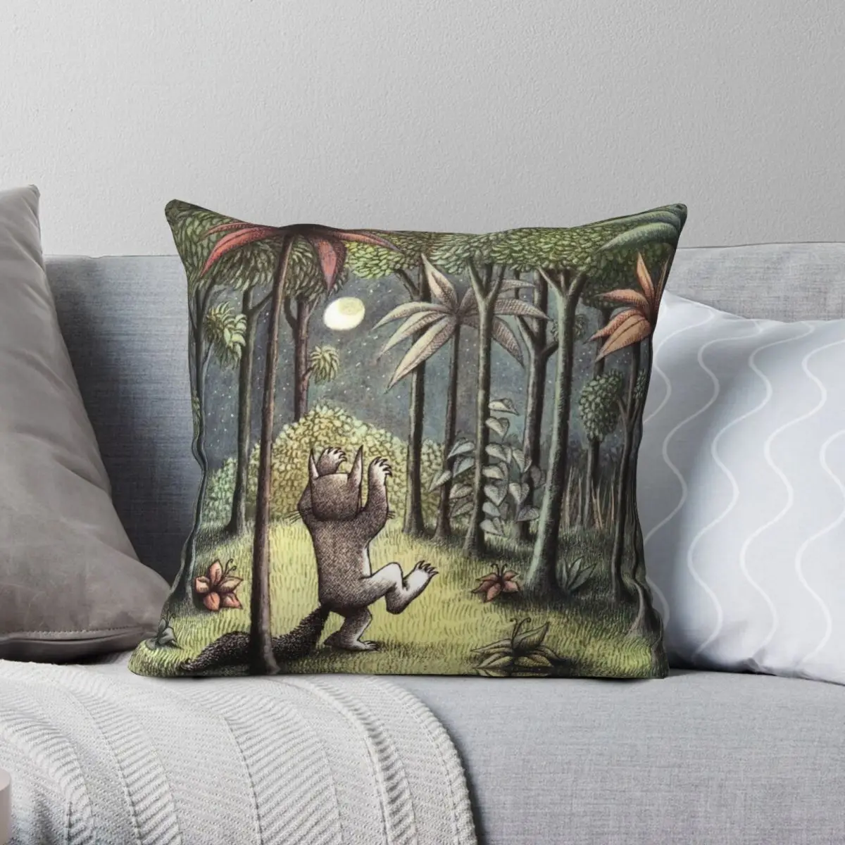 

Where The Wild Things Are Square Pillowcase Polyester Linen Velvet Printed Zip Decor Throw Pillow Case Sofa Cushion Cover 18"