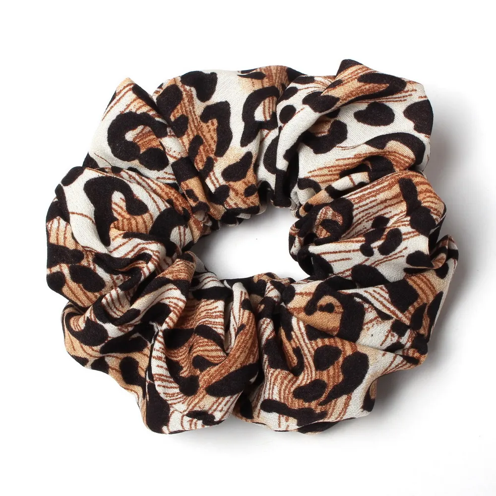 Large Animal Leopard Hair Scrunchie Set For women Satin Velvet Elastic Hair Rope Ponytail Holder Winter Hairband Hair Accessorie