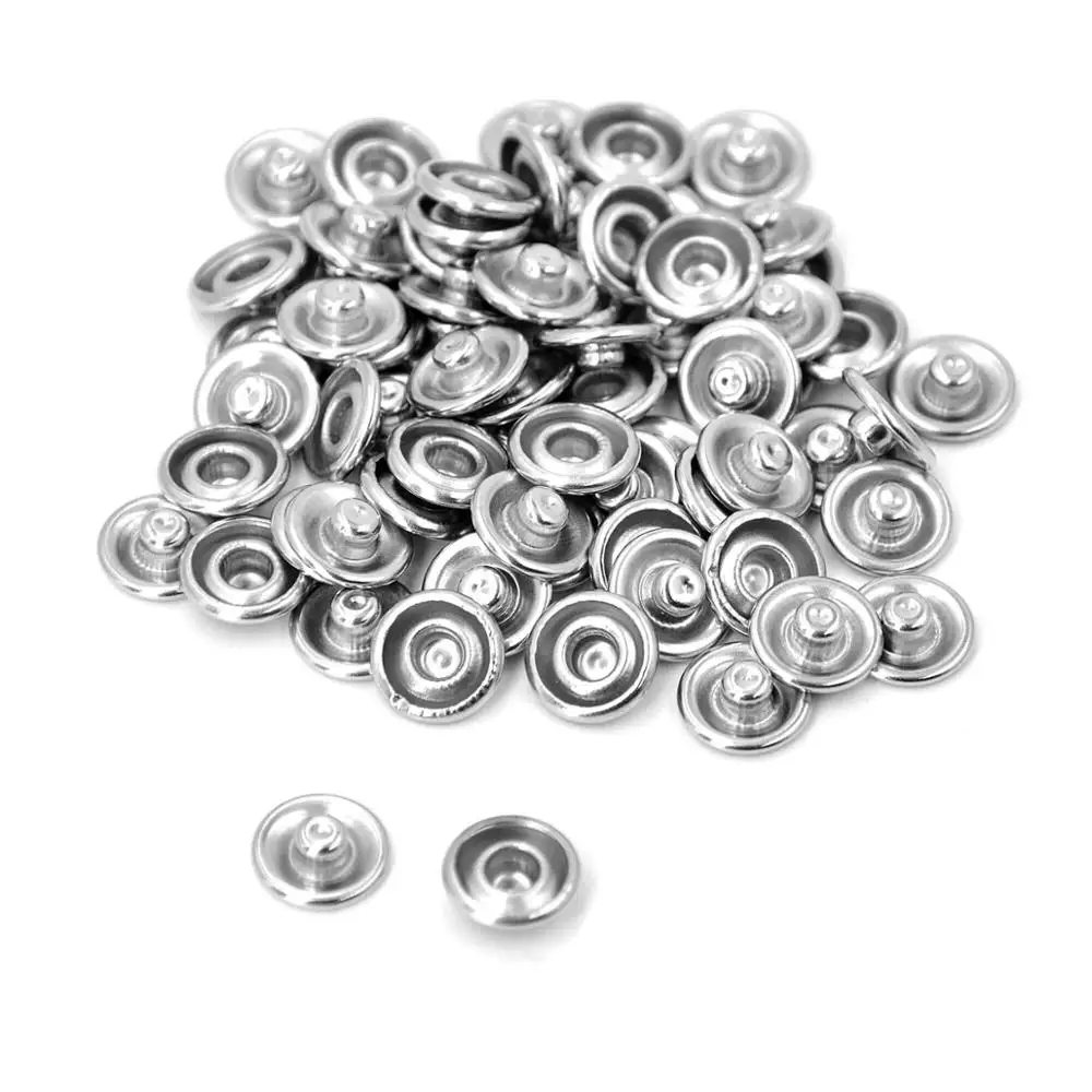 KALASO 20Sets Silver Color Prong Ring Snap Fasteners Press Studs Snap Buttons Poppers 9.5mm 11mm For DIY Craft Supplies