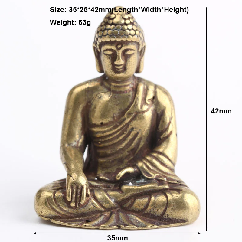 Solid Copper Amitabha Buddha Statue Home Decorations Brass Sculptures Vintage Living Room Office Desk Decor Miniature Figurine