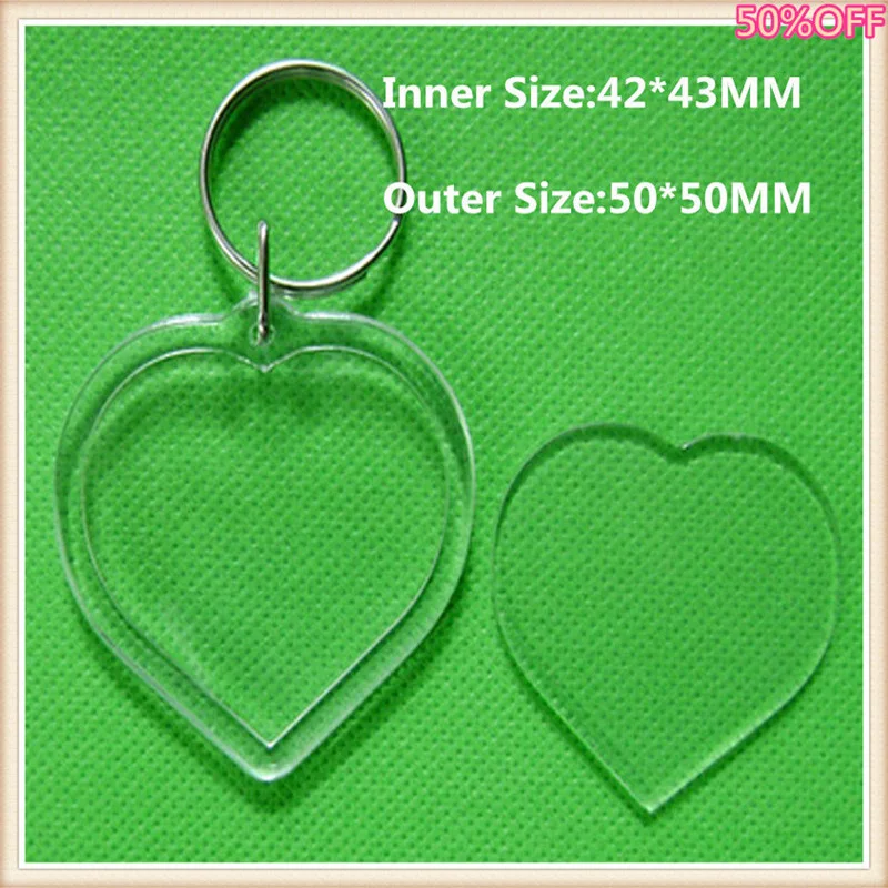 

10pcs/lot Heart Shaped Transparent Blank Insert Photo Picture Frame Key Ring Holder DIY Split Ring Key Chain For Gift