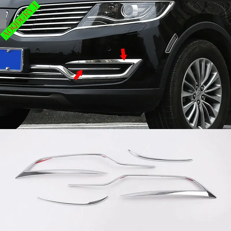 

Fits For Lincoln MKX 2015-2018 Car ABS Chrome Front Fog Light Eyebrow Trim Strips Moulding Styling Accessories 4PCS