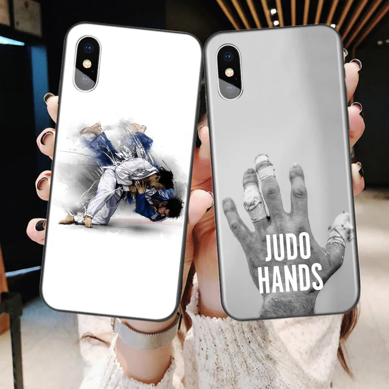 Japan Judo For Apple iPhone 15 14 13 12 11 Pro Max Mini XS X XR 7 8 6 Plus 5S Silicone Black Phone Case