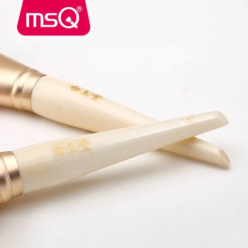 MSQ Makeup Brush Single Powder Make up Brushes Beauty Tools Wood Handle Soft Natural Goat Hair Gold Gold Aluminum Ferrule