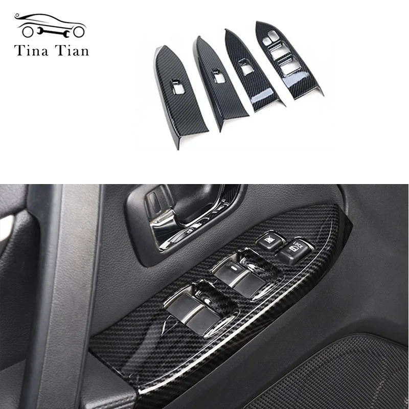 4 pieces  Fit For Mitsubishi PAJERO 2007 -2019 Carbon fiber color Window Lift trim Panel