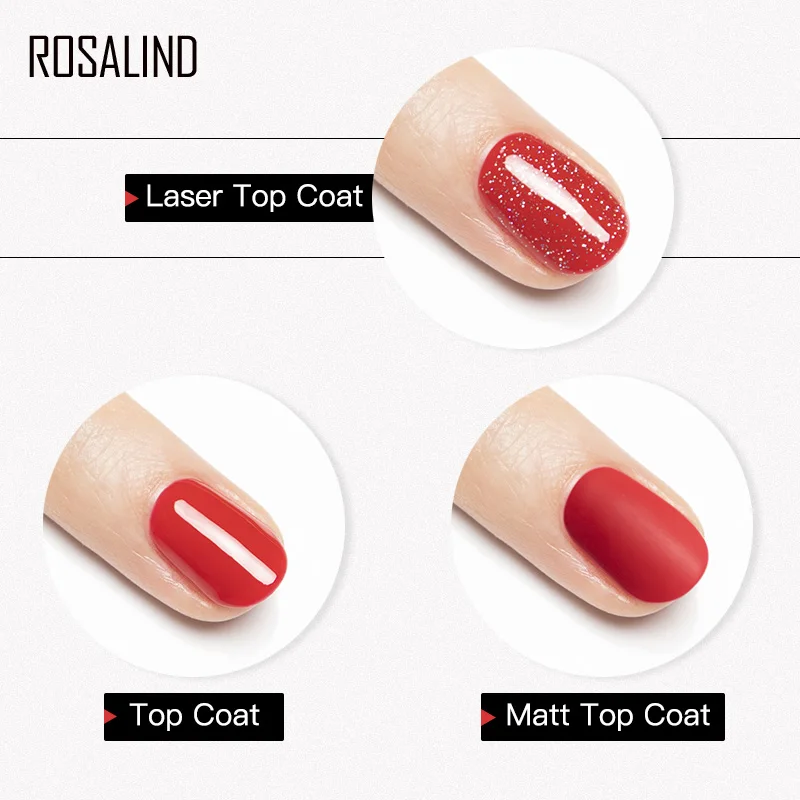 Rosalind Basis für Nägel Gel politur Hybrid Laser Top Matt Coat Semi Permanent UV Lack für Maniküre Primer Lack 7ml einweichen