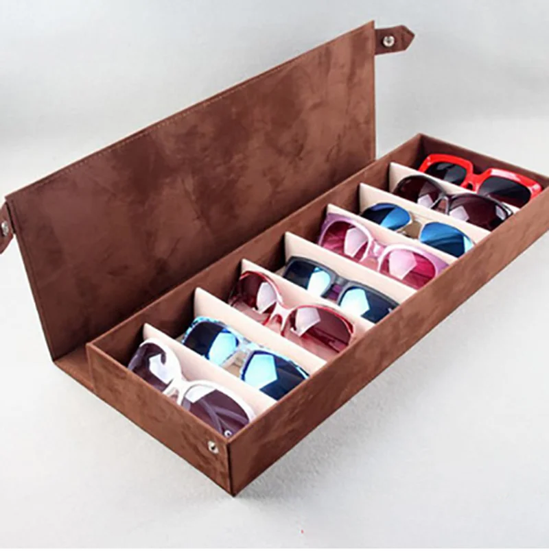 Glasses Case 8 Slot Grid Glasses Sunglasses Display Rack Holder Glasses Organizer Rectangle Sunglasses Storage Box WJ814