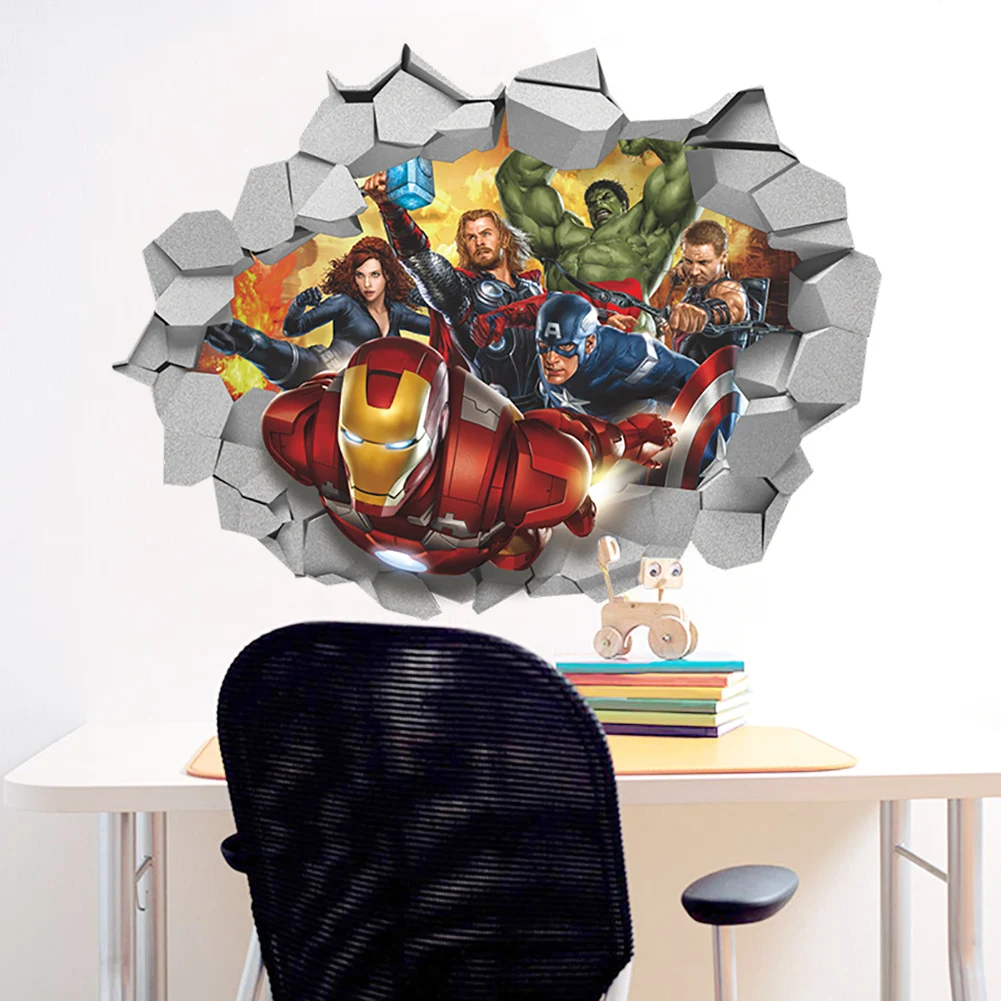 3D Hulk Avengers wallpaper Wall Sticker For Boys Room Kids Bedroom Decoration Superhero Movie Poster Self Adhesive Vinyl Decals