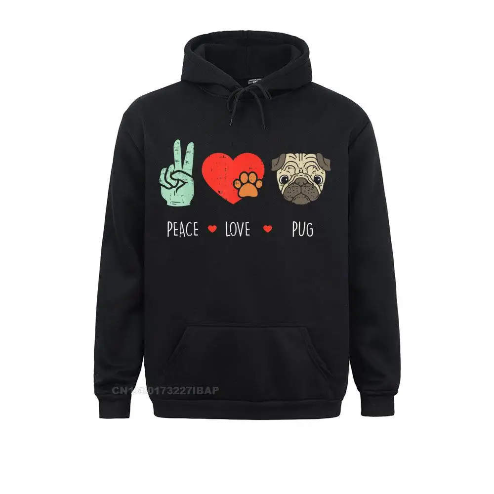 

Peace Love Pug Cute Animal Pet Dog Lover Hippie Hippy Gift Gothic Sweatshirts Fashion Mens Hoodies Printed On Sportswears