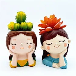 Silicone mold cute girl flower pot gypsum resin candle concrete crystal epoxy mold DIY handmade crafts