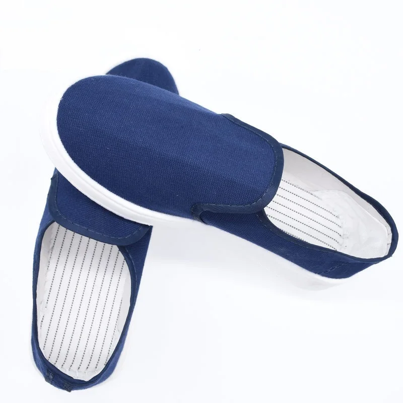 Anti-static Working Shoes Blue White Work Pvc Canvas Clean Breathable And Soft Skin-friendly Shoes With Elastic Band Dust Proof