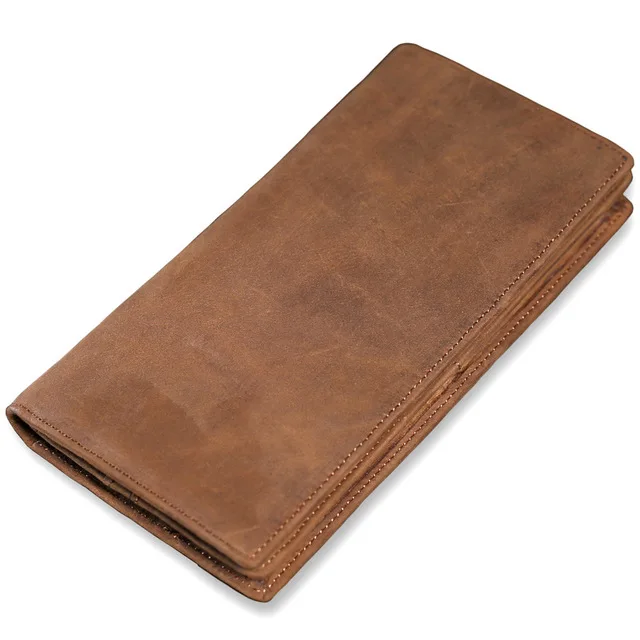 Luufan Crazy Horse Leather Long Men Wallet Soft Clutch Snap Long