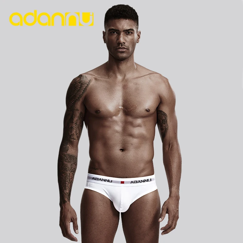 5PCS ADANNU Men Underwear Sexy Briefs Cotton Underpants U Convex Male Panties Cueca Tanga Breathable Men Briefs Bikini (5)AD44