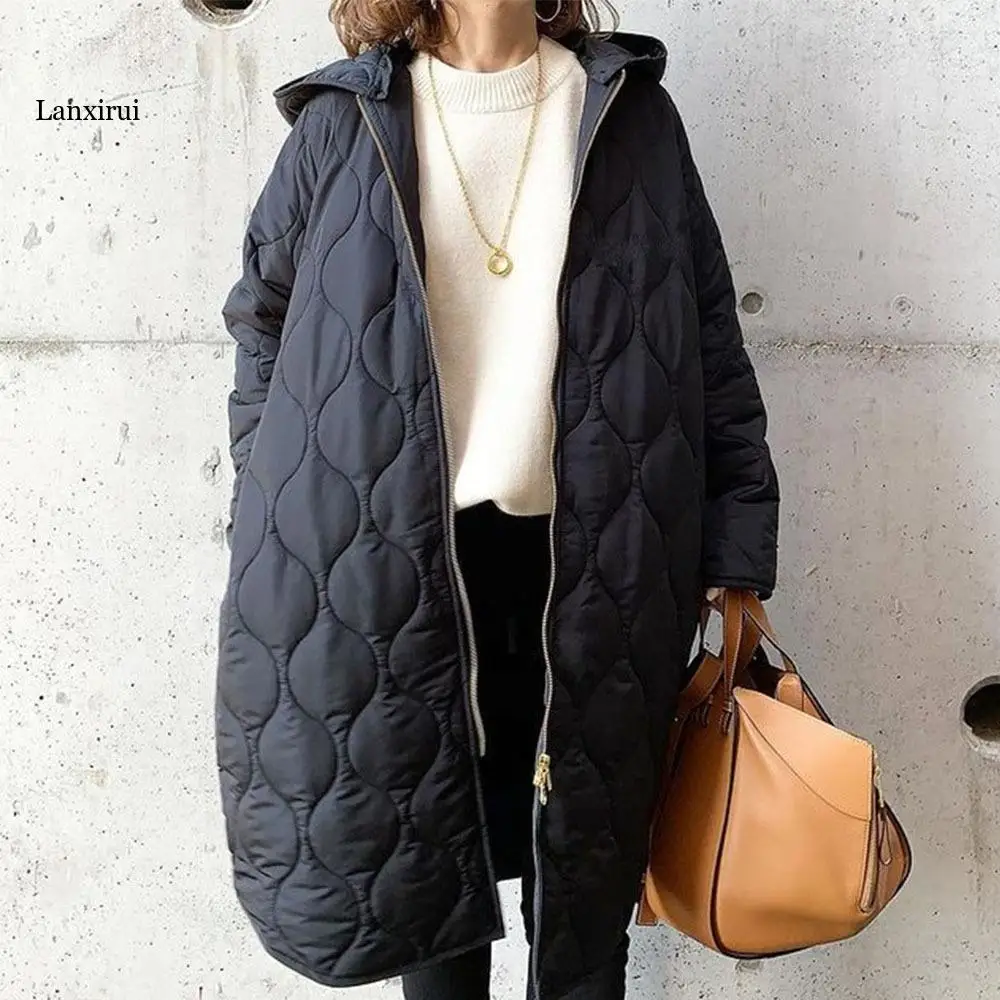 Autumn Winter Coat Women Oversize Casual Streetwear Jacket Long Sleeve Warm Outerwear Quilted Parka Cotton Padded Puffer Jackets