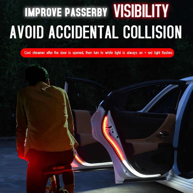 

120CM Car Door Decoration Welcome Light 12V LED Anti Rear-end Collision Safety Opening Warning LED Ambient Lamp Strip Accessorie