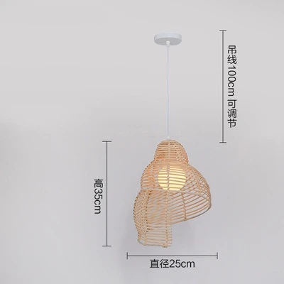 Bamboe hanglamp Creatieve geweven lamp Sea Snail Scandinavische verlichting hout E27 LED Studie woonkamer rieten kroonluchter armaturen