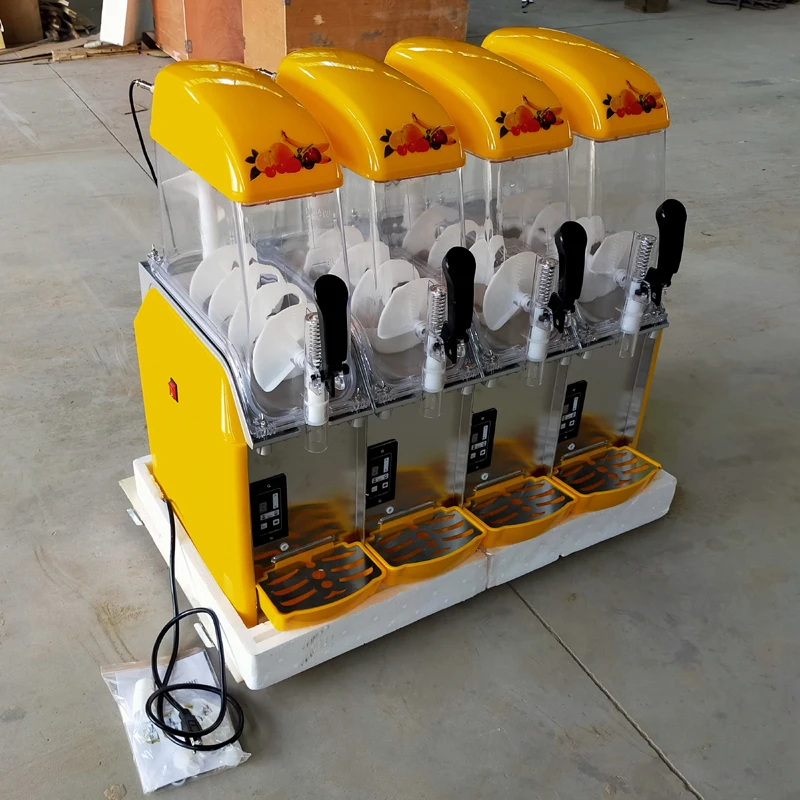 48L Slushing machine Four cylind Smoothie maker Ice slusher  Snow melting machine Smoothies Granita Machine Yellow