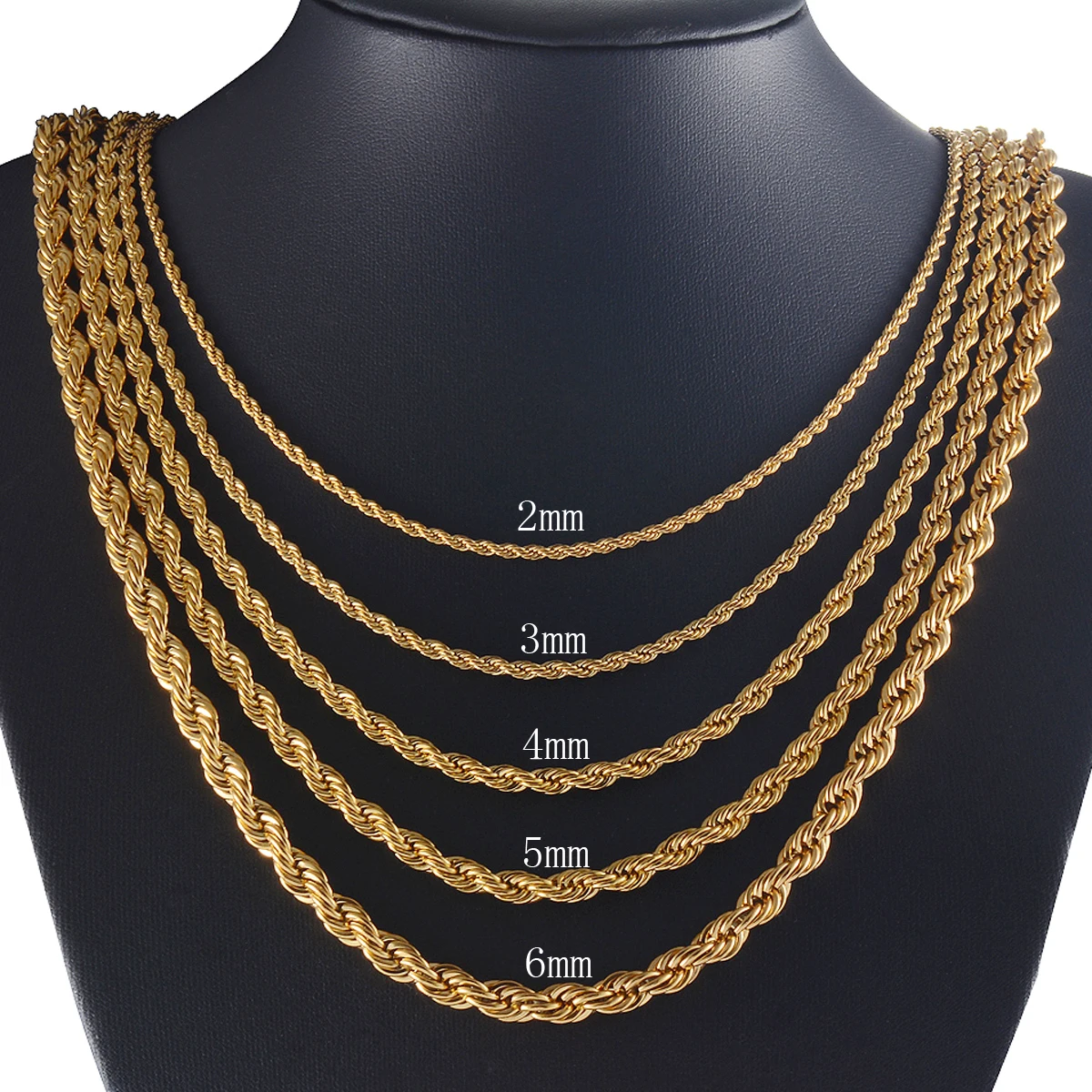 10PCS Grohandel 2/3/4/5/6mm Mnner Frauen Edelstahl Twisted Seil Kette  Halskette gold Farbe Platte Schmuck Halsband Zubehr Geschenk - AliExpress  36
