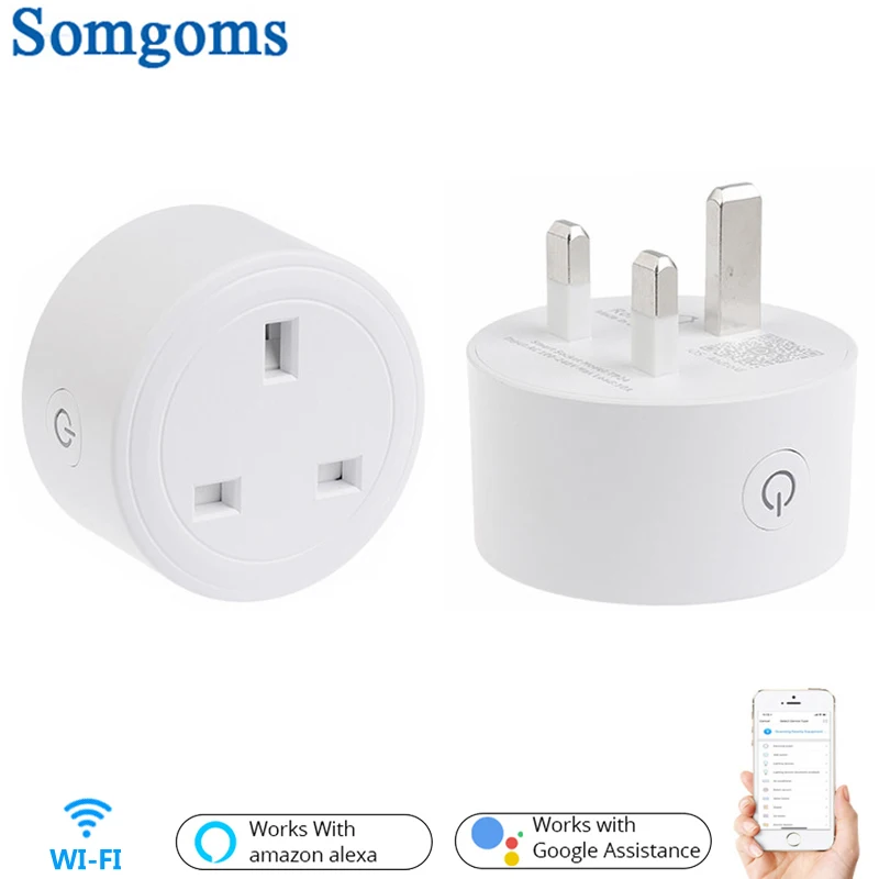 

Wifi Smart Power Supply Socket Portabl 10A UK Standard Plug Intelligent Timer Socket Electric Tuya Smart Wireless Remote Control